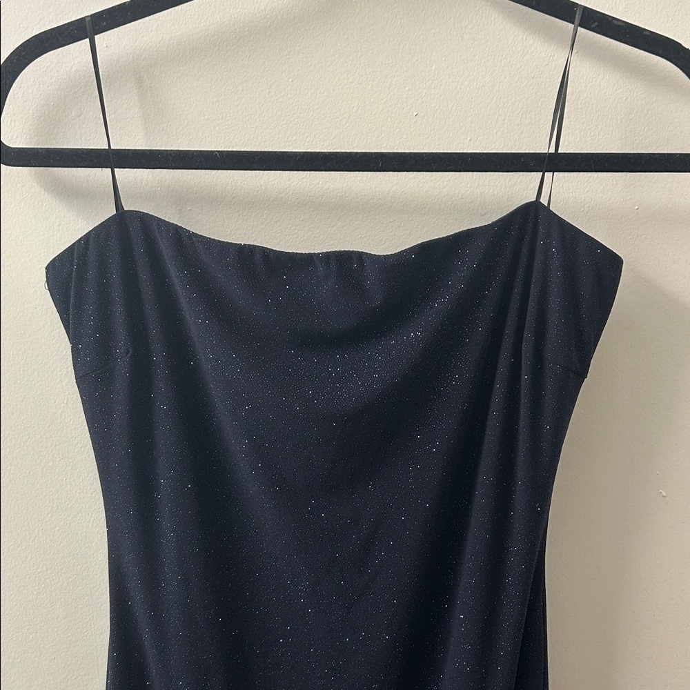 Windsor Navy Strapless Sparkly Dress with Leg Slit - Picture 2 of 5